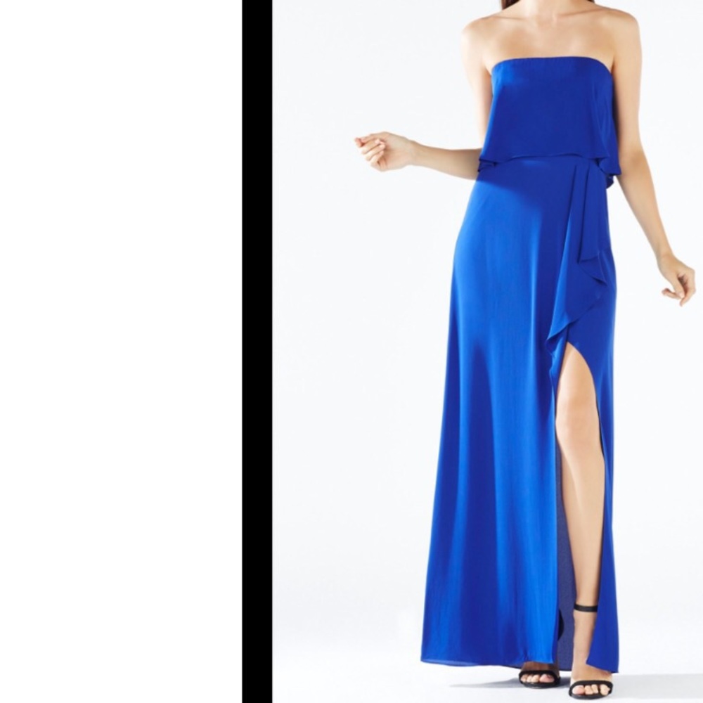 Bcbgmaxazria Captivating Blue Strapless Gown - image 2